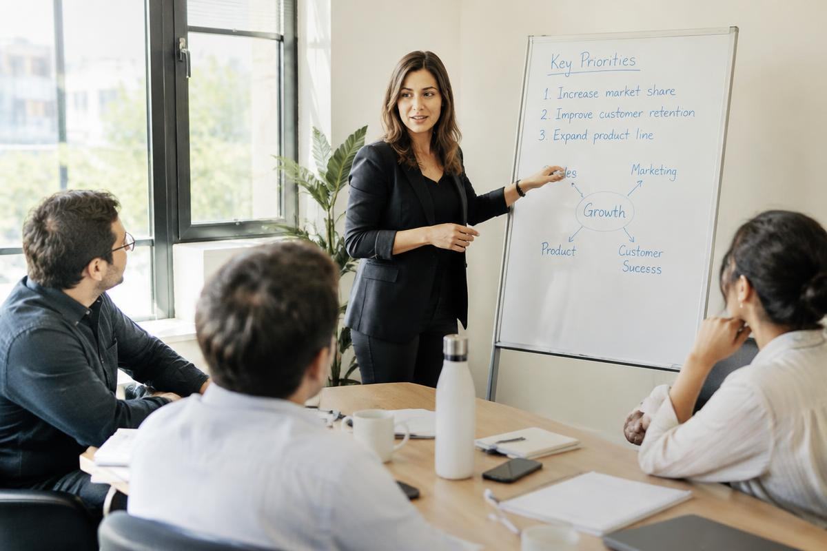Facilitator leading a corporate workshop